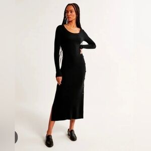 Abercrombie & Fitch HFR Nicole Benefield Black Sweater Maxi Dress Medium Petite